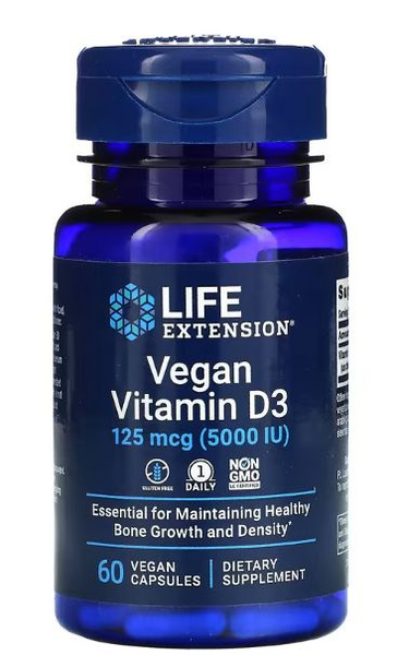 Life Extension Vegan Vitamin D3 (Веганский витамин D3) 125 мкг. (5000 ...