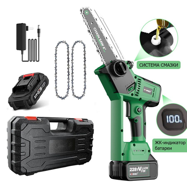 бесщеточная мини пила аккумуляторная цепная садовая 21v цепь 6 дюймов ...