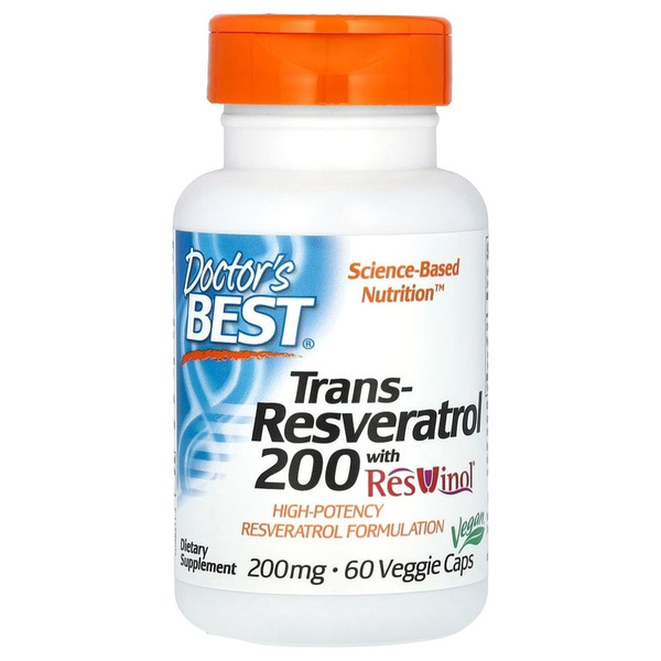 Doctor's Best, транс-ресвератрол 200 с Resvinol, 200 мг, 60 ...
