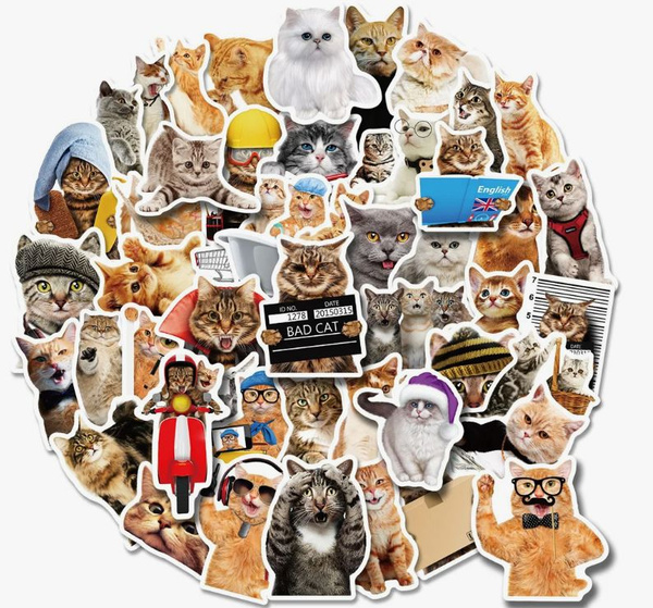 Наклейки "Мемные котики" для стикербомбинга / скрапбукинга, 50шт ...