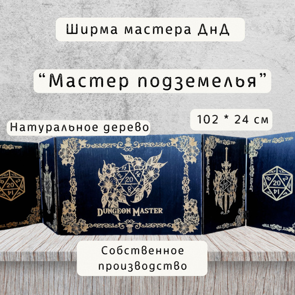 Ширма мастера ДнД на 5 секций "Цветы", ширма Dungeon Master, подарок GM ...