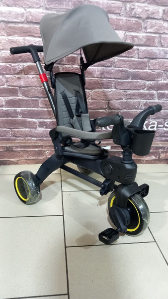 Велосипед детский трехколесный Luxmom складной с ручкой S7 серый ...