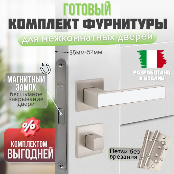 Ручка дверная межкомнатная цвета матовый никель CODE DECO SLIM в полном ...