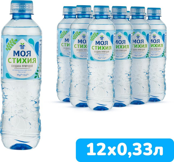 Вода негазированная Моя Стихия минеральная природная, 12 шт х 0,33 л ...