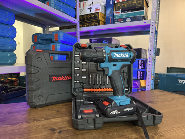 Шуруповерт Makita 18 v комплект, От аккумулятора, 1000 Вт - купить по ...