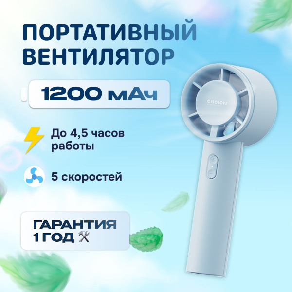 Портативный вентилятор ручной SOLOVE 1200mAh 5 Speed Type-C (F01) Light ...