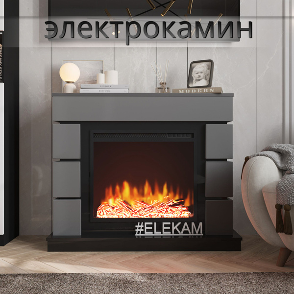 Камин электрический напольный Elekam Cascade 23 / с порталом и очагом ...