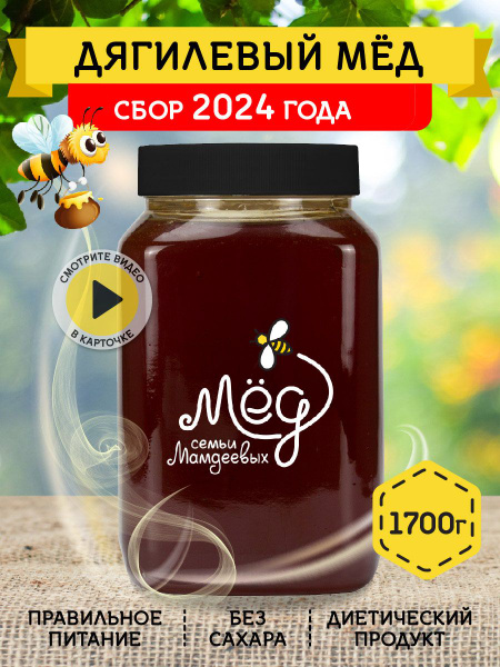 Мед натуральный, Дягилевый мед отборный, 1,7 кг , сладости без сахара ...