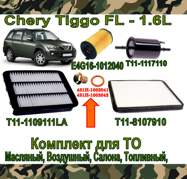 Характеристики Комплект фильтров Chery Tiggo FL - 1.6L (Чери Тигго Т11 ...