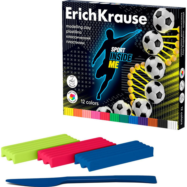 Пластилин 6 цветов "Sport DNA" cо стеком Erich Krause - купить с ...