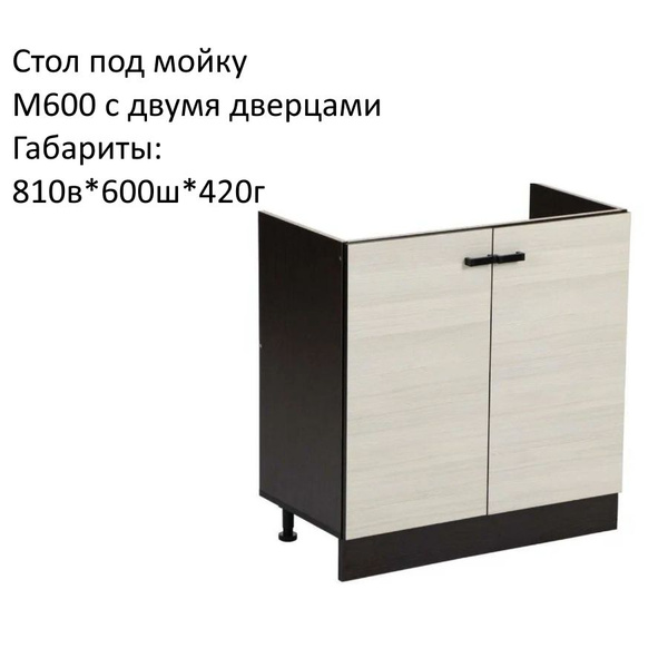 Шкаф кухонный напольный, шкаф под мойку М600 Мальва Венге/Лоредо ...