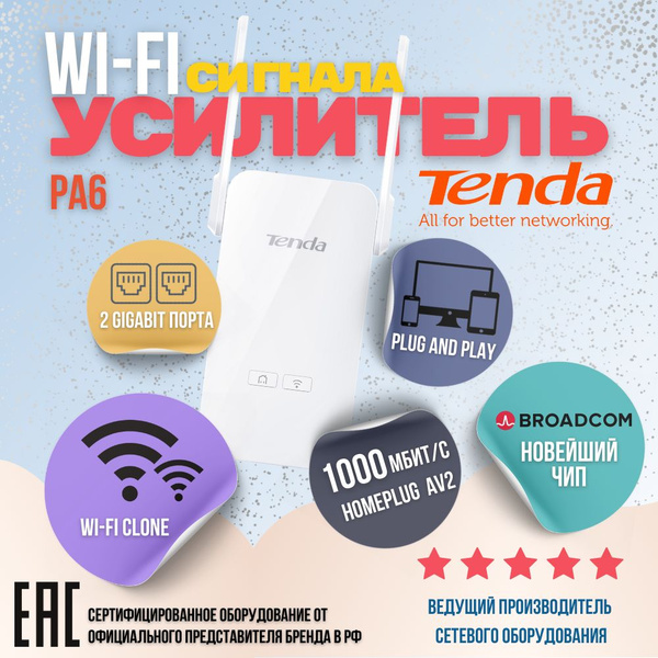 Гигабитный Wi-Fi Powerline повторитель адаптер в розетку ,усилитель ...
