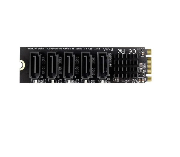 Адаптер M.2 NVME(M-KEY) на 5 SATA III(SATA 6GB/S), плата расширения ...