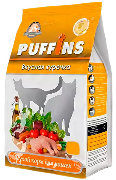 Корм Puffins для кошек, вкусная курочка, 400 г - купить с доставкой по ...