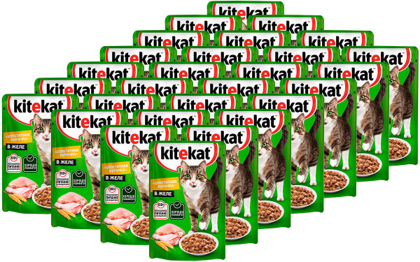KITEKAT АППЕТИТНАЯ КУРОЧКА для взрослых кошек с курицей в желе пауч 85 ...