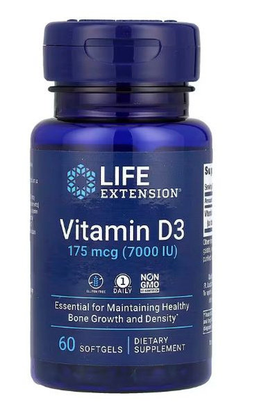 Витамин Д3 7000 МЕ 60 softgels, LIFE Extension Vitamin D3 175 mcg (7000 ...
