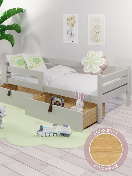 Кровать односпальная подростковая из массива сосны со сплошным ...