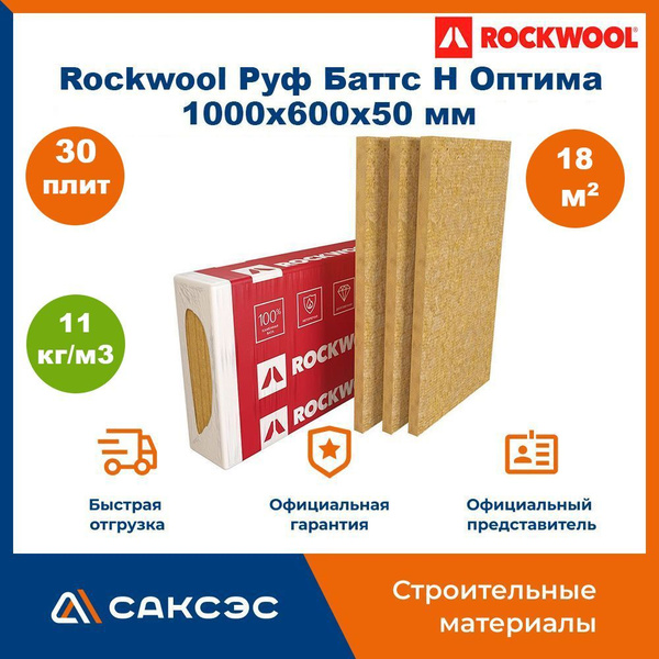 Утеплитель для плоской кровли из минеральной ваты Rockwool Руф Баттс Н ...