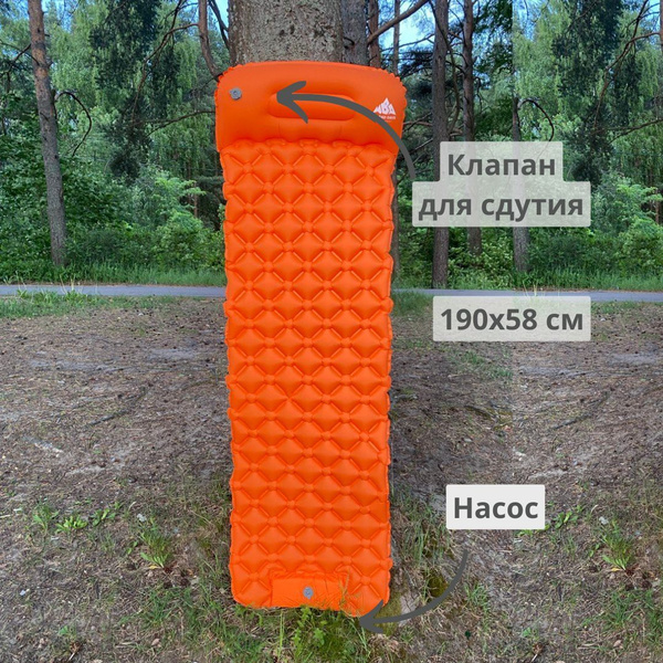 Коврик-пенка надувной туристический 190х58х5 см No Bad Days, встроенный ...