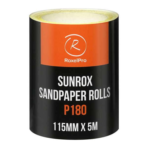RoxelPro Наждачная бумага SUNROX в рулоне 115мм х 5м, золотистая, Р180 ...