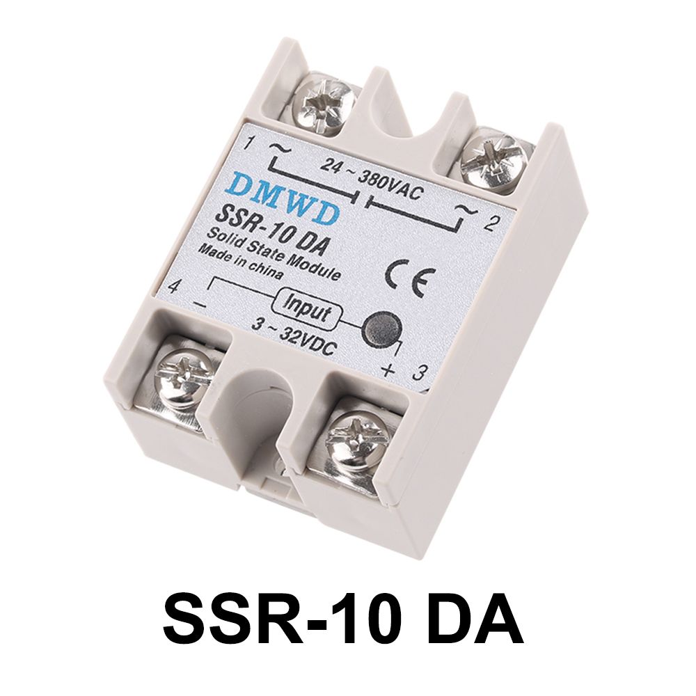 SSR-10DAТвердотельноереле,10AОднофазныймодульSSR10DADC-AC3-32V12VDCдо24-380V220VAC-1шт.