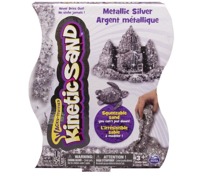 Песок для лепки Kinetic sand металлик 455 гр серебро