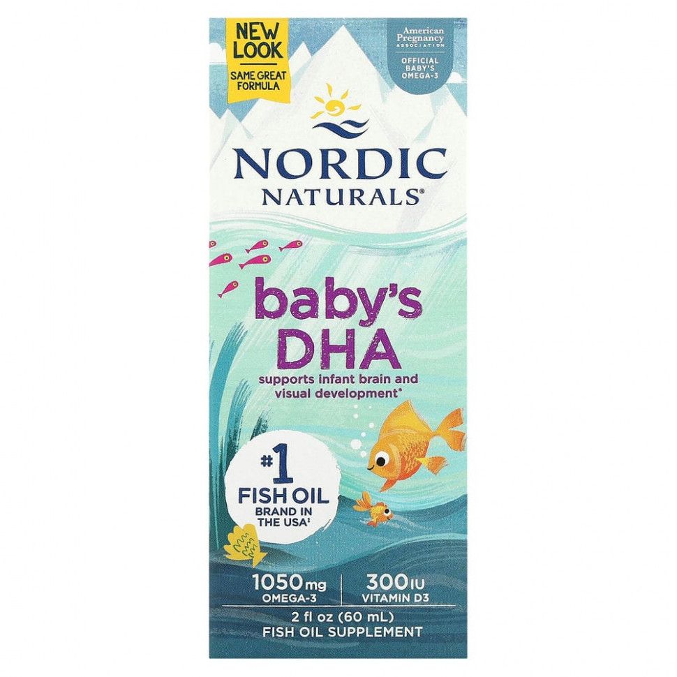 Nordic Naturals, докозагексаеновая кислота (ДГК) Жидкая Омега 3 с витамином D3 для детей, рыбий жир, 1050 мг, 60 мл