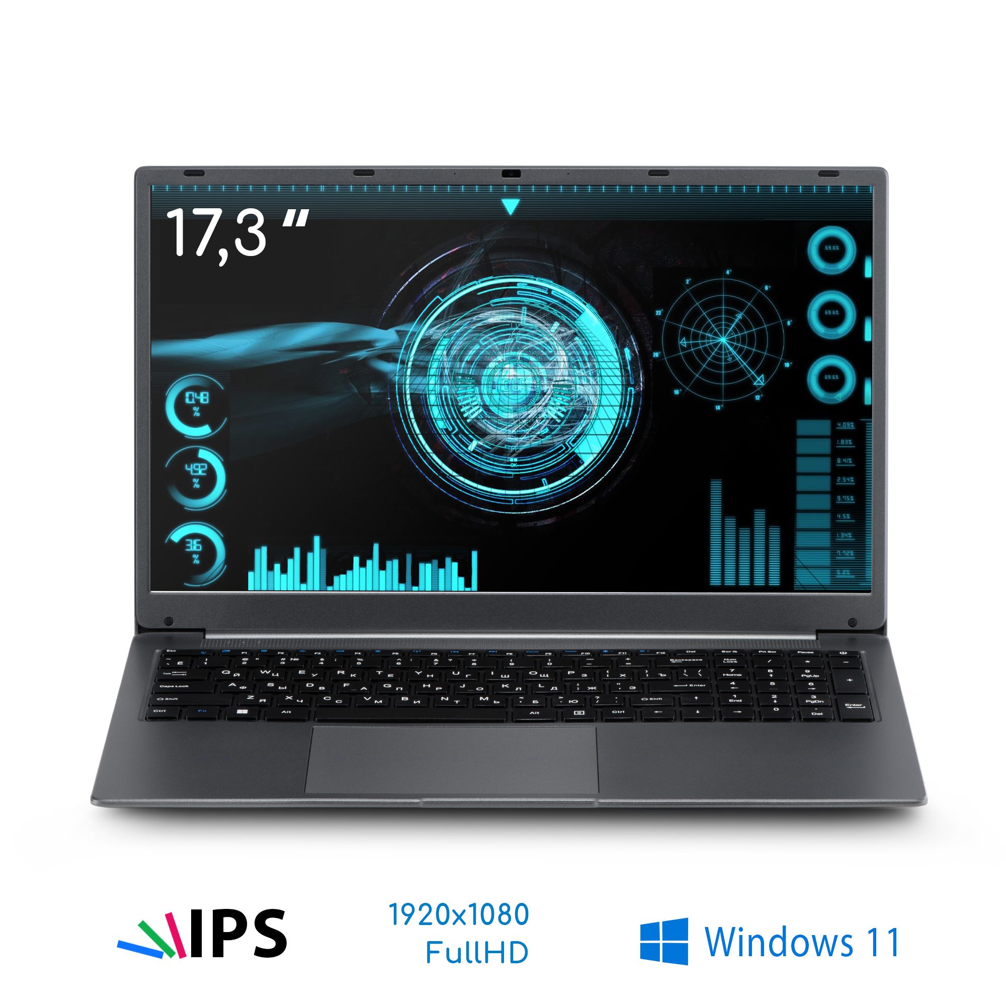 AzertyRB-1750Ноутбук17.3",IntelCeleronN5095,RAM16ГБ,SSD256ГБ,IntelUHDGraphics,WindowsPro,темно-серый,Русскаяраскладка