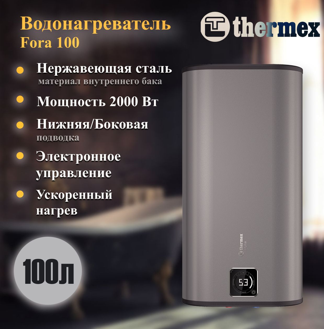 Накопительный электрический водонагреватель Thermex Fora 100