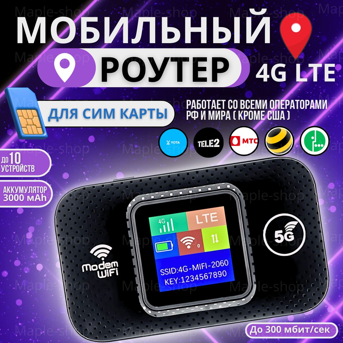 Роутер wifi c cим картой 4G/5G, wifi роутер 4G