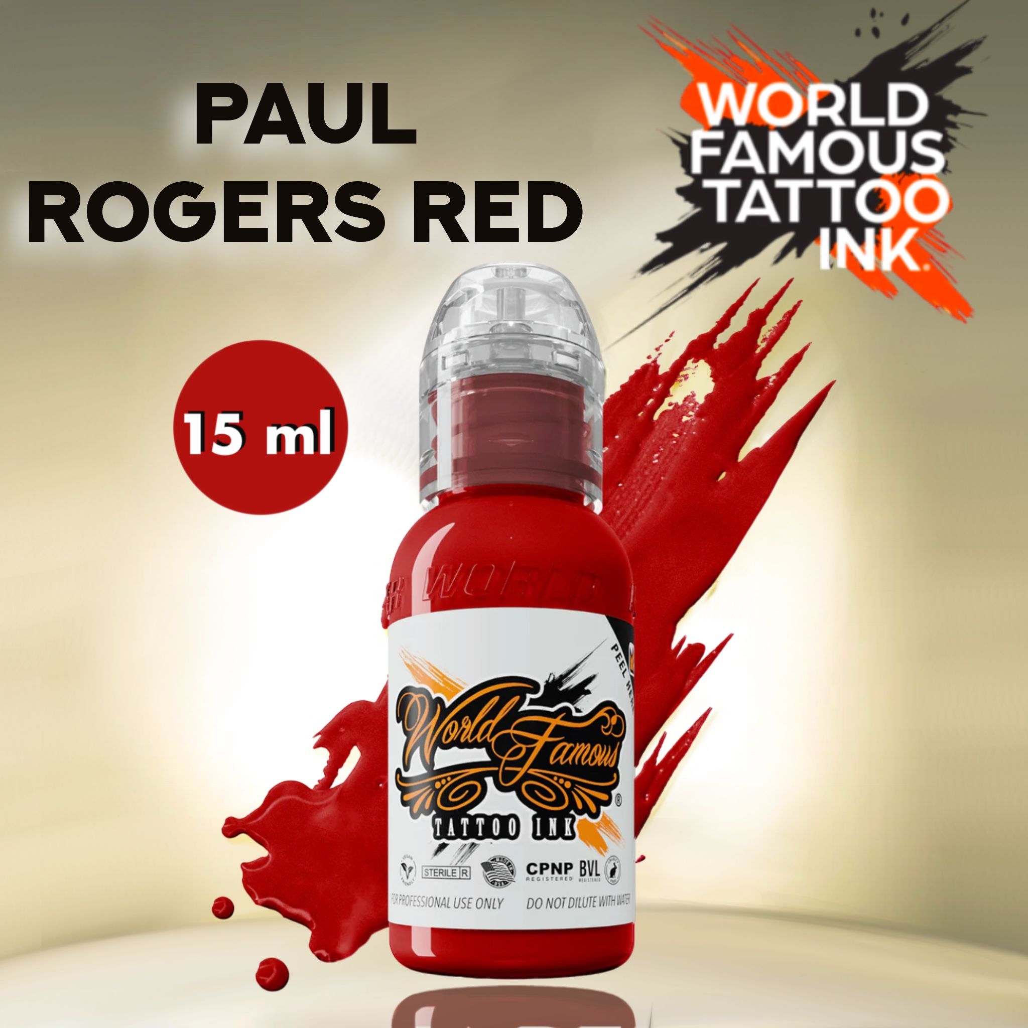 World Famous Paul Rogers Red Краска для татуировки и перманетного макияжа 15мл