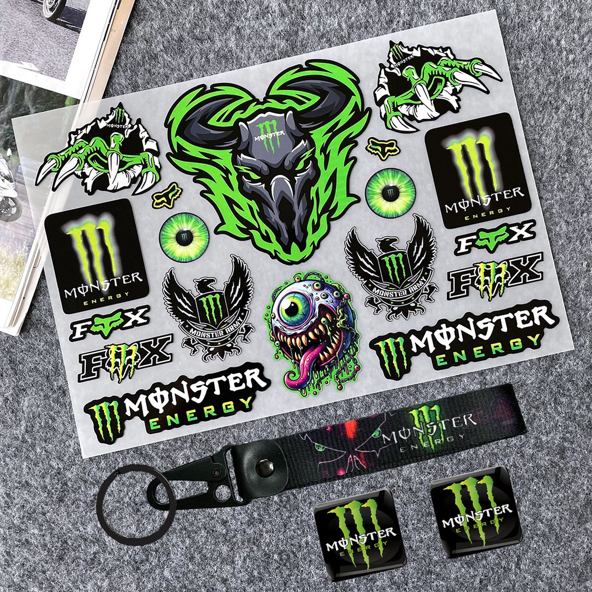 Светоотражающая наклейка Monster Energy на корпус мотоциклетного шлема Водонепроницаемая наклейка