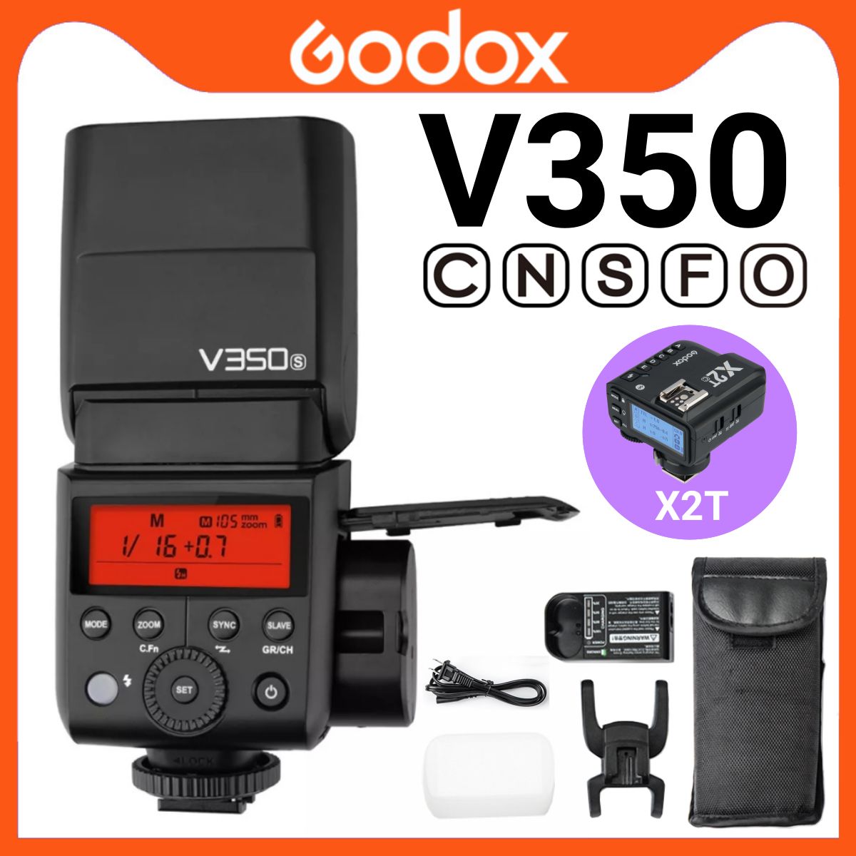 Вспышка для камеры Godox V350, TTL HSS 1/8000s V350S, подходит для беззеркальной камеры Sony Micro Single DSLR, вспышка на литиевой батарее+Спусковой механизм синхронизатора X2T-S