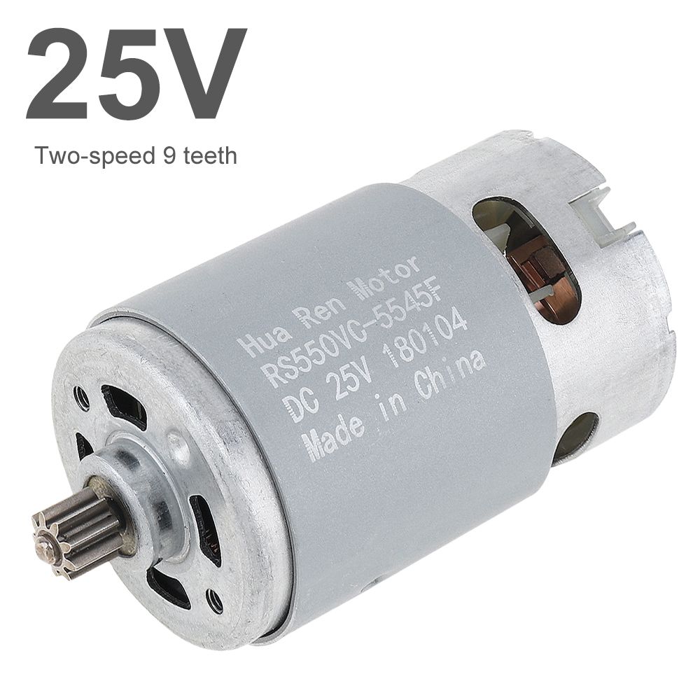 RS550 25V 19500 RPM DC Motor с одной скоростью 9 зубьев и высоким крутящим моментом редуктора для электрической дрели / шуруповерта