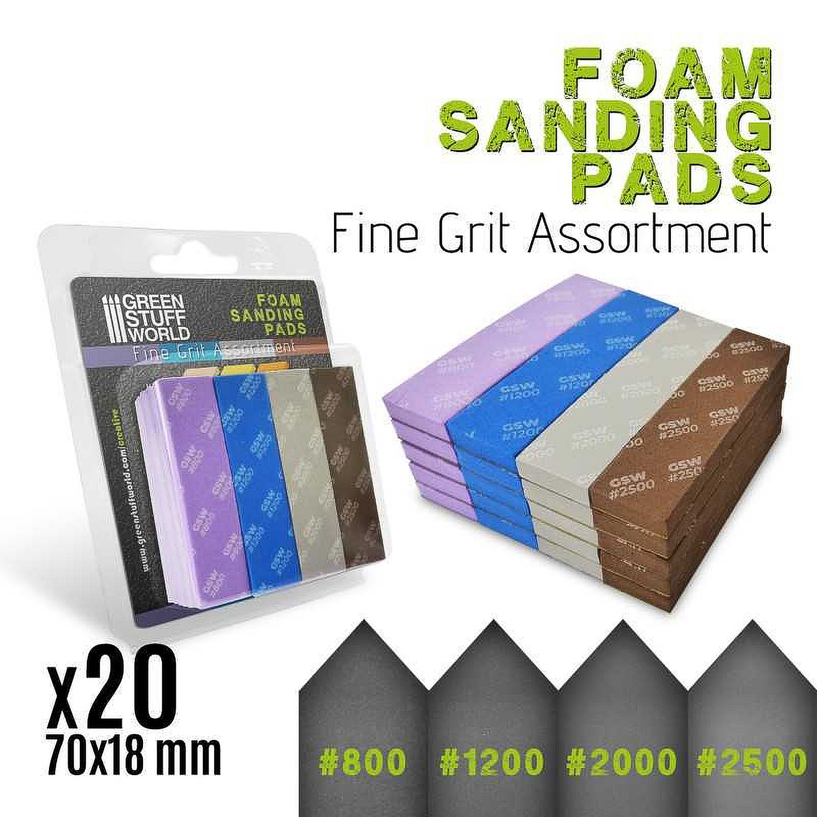 GreenStuffWorld:ГубкишлифовальныеFoamSandingPads-FineGritAssortment(20шт.)