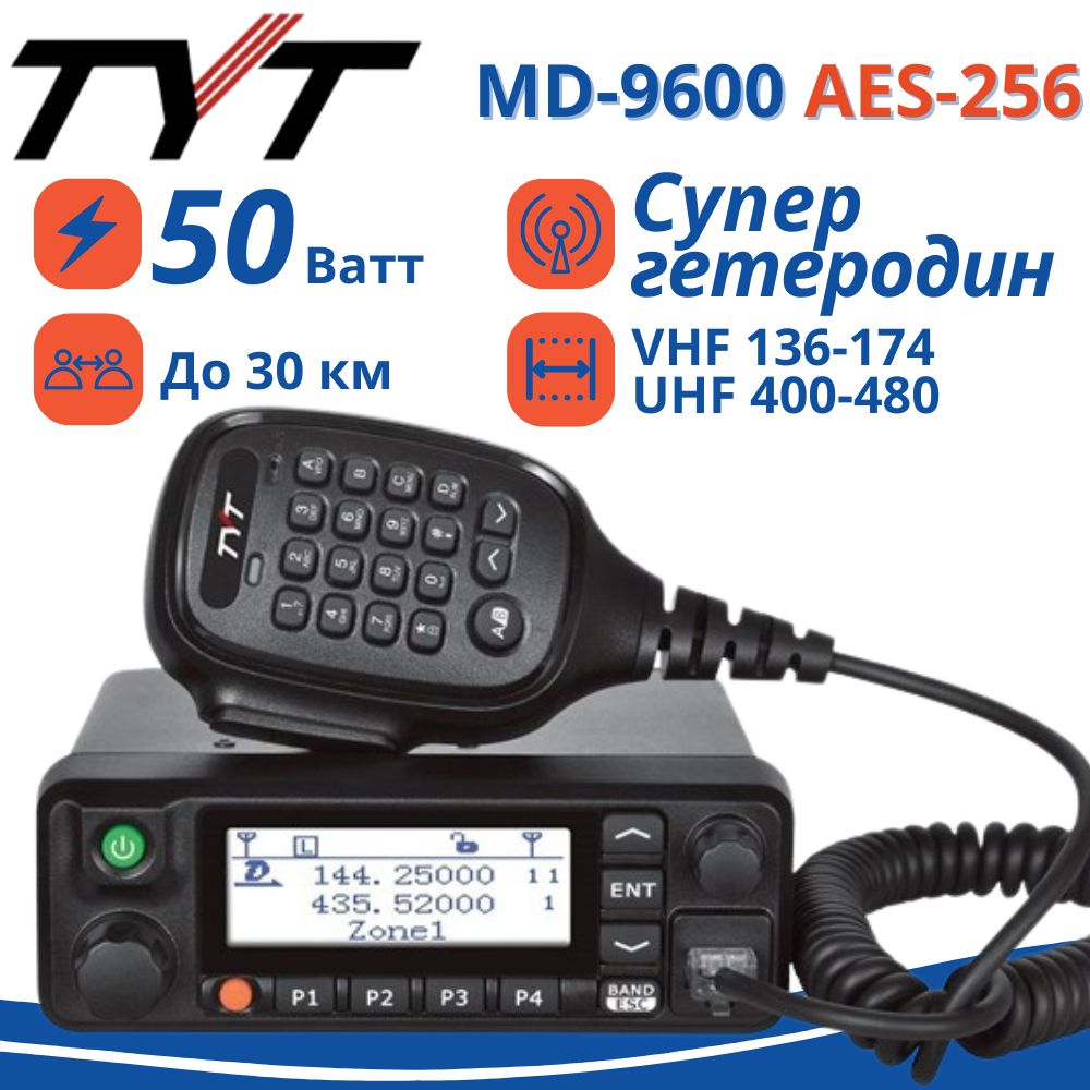 Автомобильная цифровая радиостанция TYT MD-9600 AES