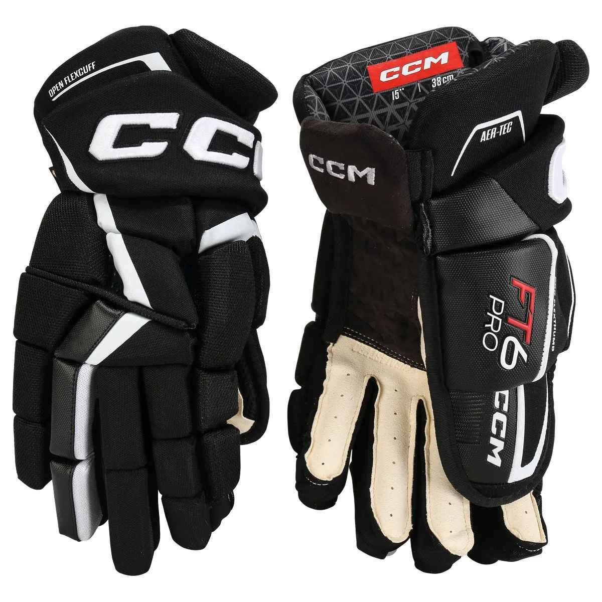 Перчатки хоккейные CCM JETSPEED FT6 PRO SR (BLK/WHT 14")