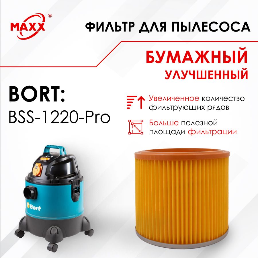 ФильтрбумажныйдляпылесосаBortBSS-1220-Pro(Борт)1шт