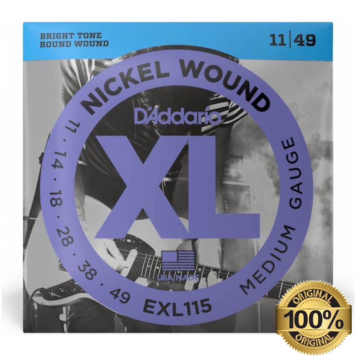 D'ADDARIO EXL115 - струны для электрогитары, Medium/Blues-Jazz Rock, никель, 11-49