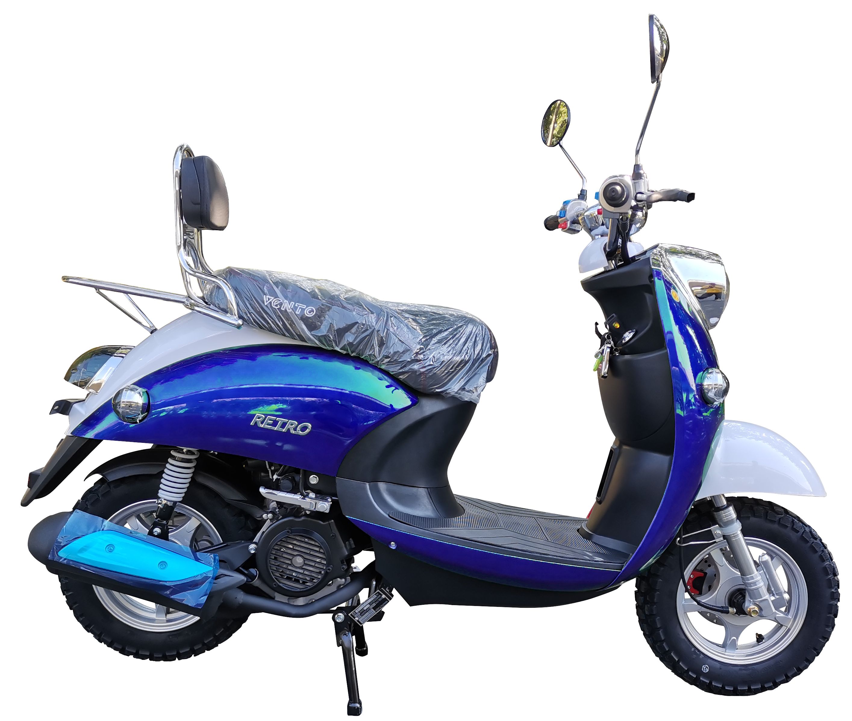 СкутерVMCVENTORETRO150куб.см.(49)цветсине-красно-белый/схожсYamahaVino/безПТС