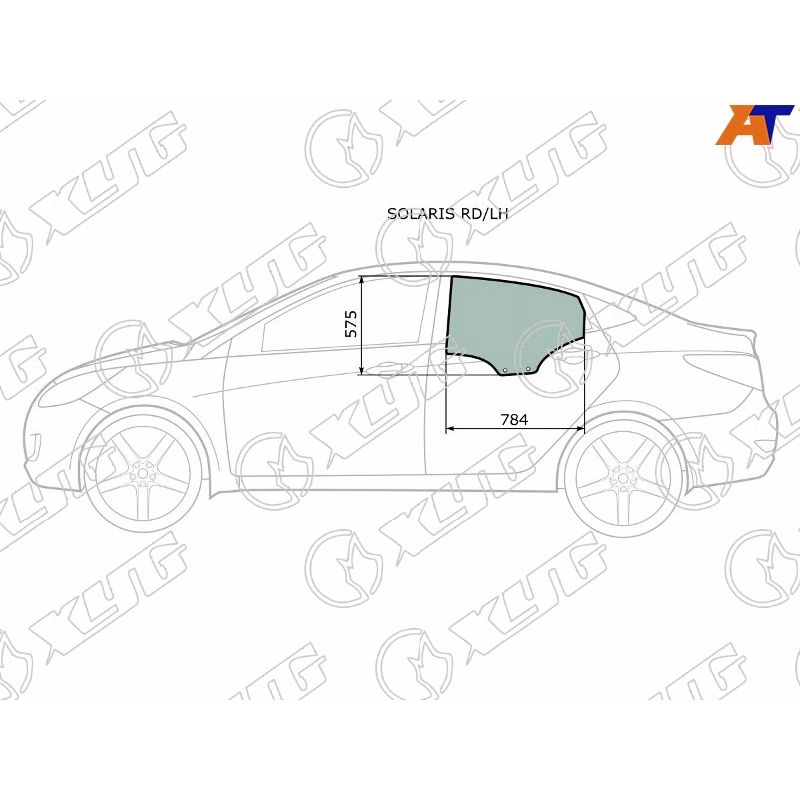 Стекло двери задней левой для Хендай Солярис 1 2010-2014, Hyundai Solaris 1 стекло двери задней левой XYG SOLARIS RD/LH