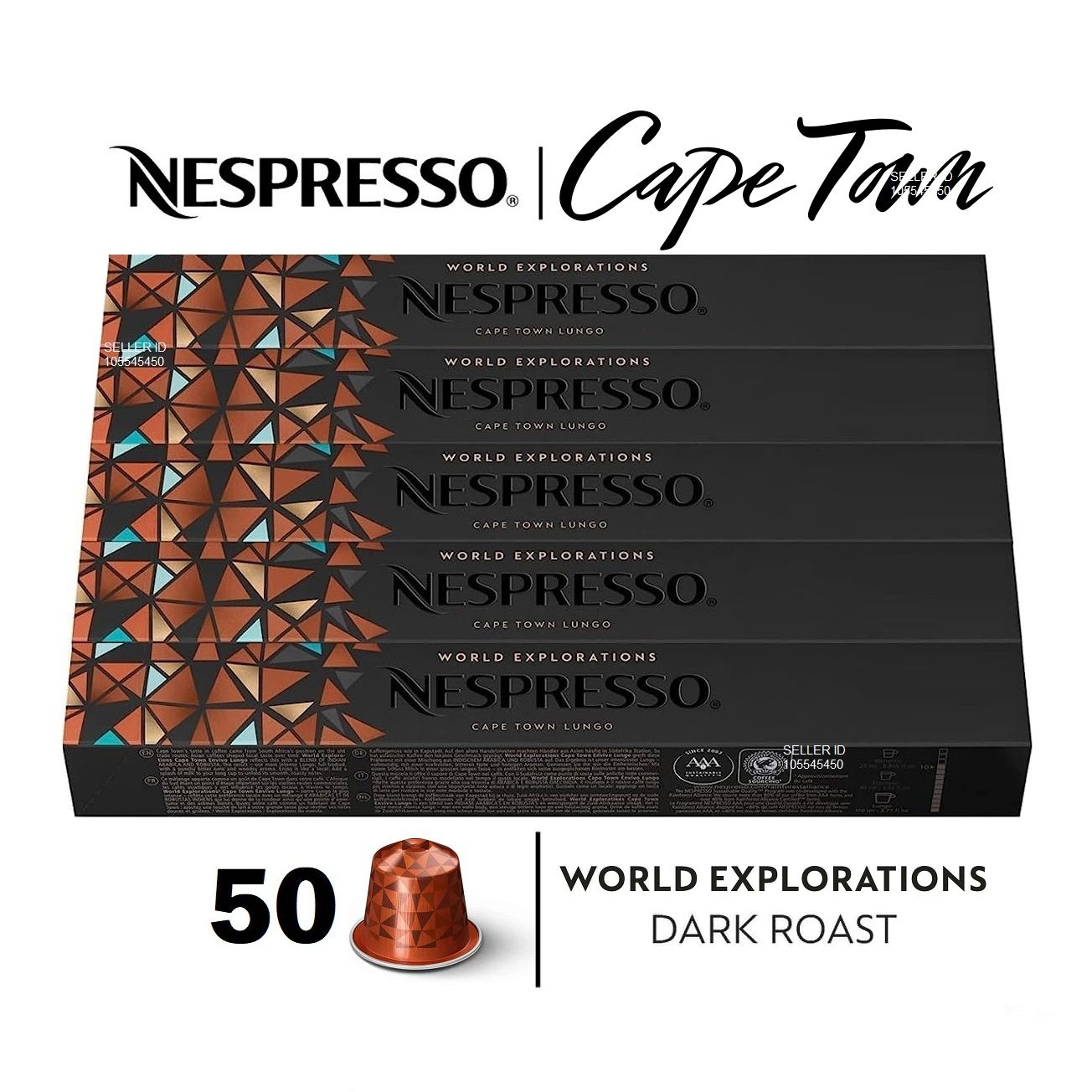 Набор кофе Nespresso CAPE TOWN LUNGO, 50 капсул (5 упаковок)