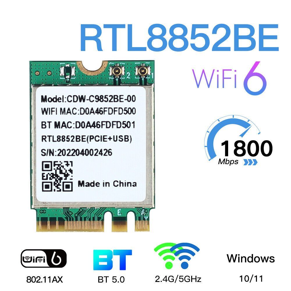 МодульWiFi/BluetoothIntelRTL8852BE