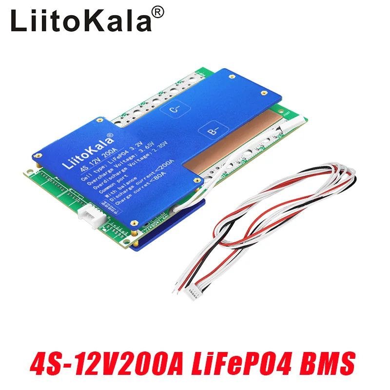 LiitoKala4S-12V100A/150A/200A-BMSLiFePo4литий-железо-фосфатнаябатареязащитыплатысосбалансированнойзарядкой