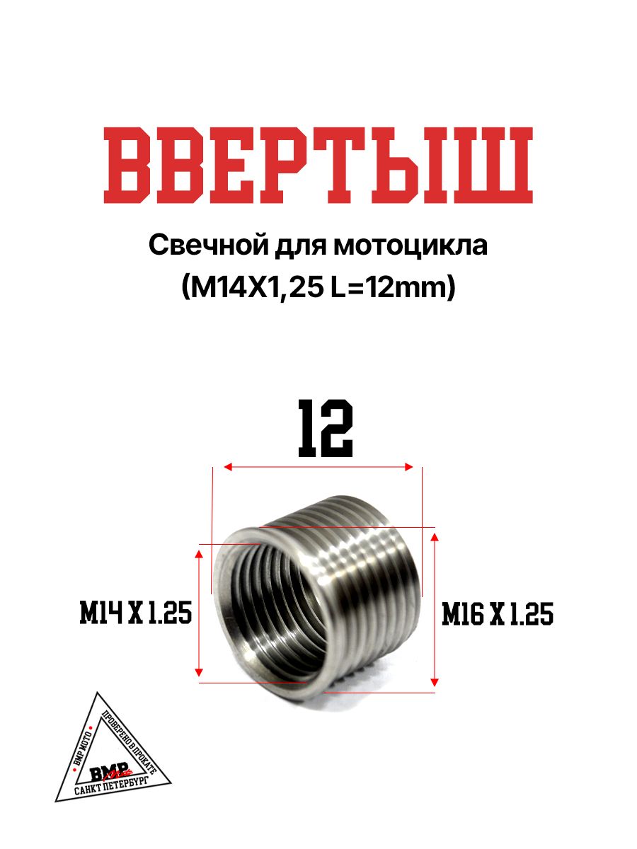 Ввертышсвечноймото(M14X1,25L12mm)