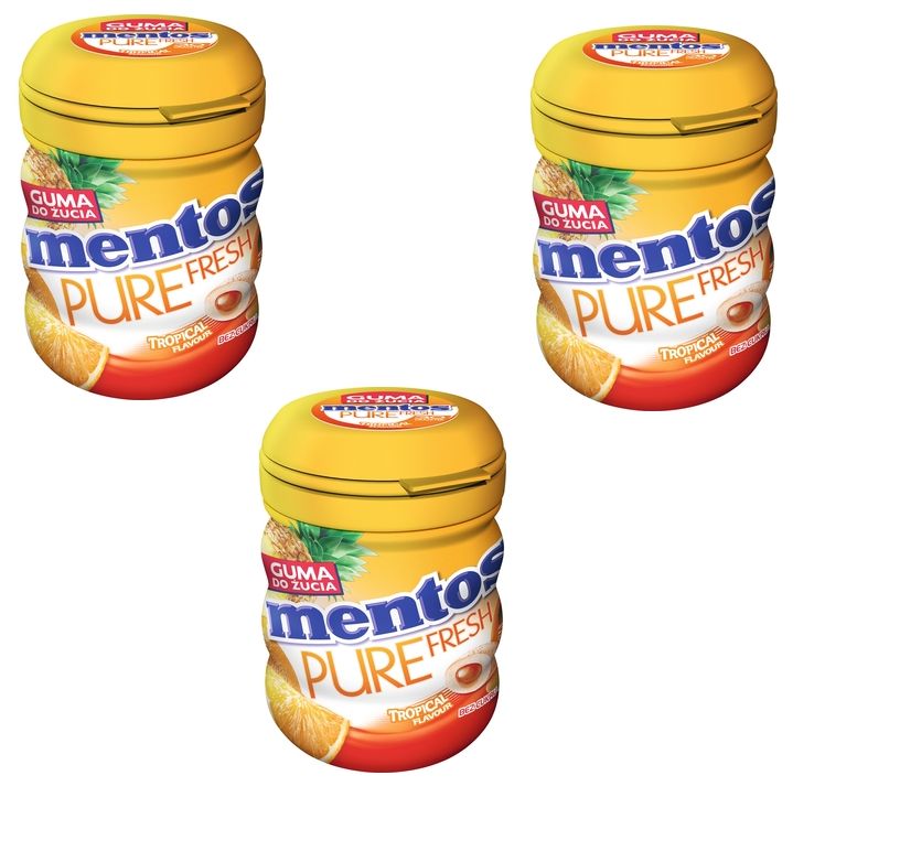 Жевательная резинка Mentos pure fresh Цитрус 3 шт по 60 гр