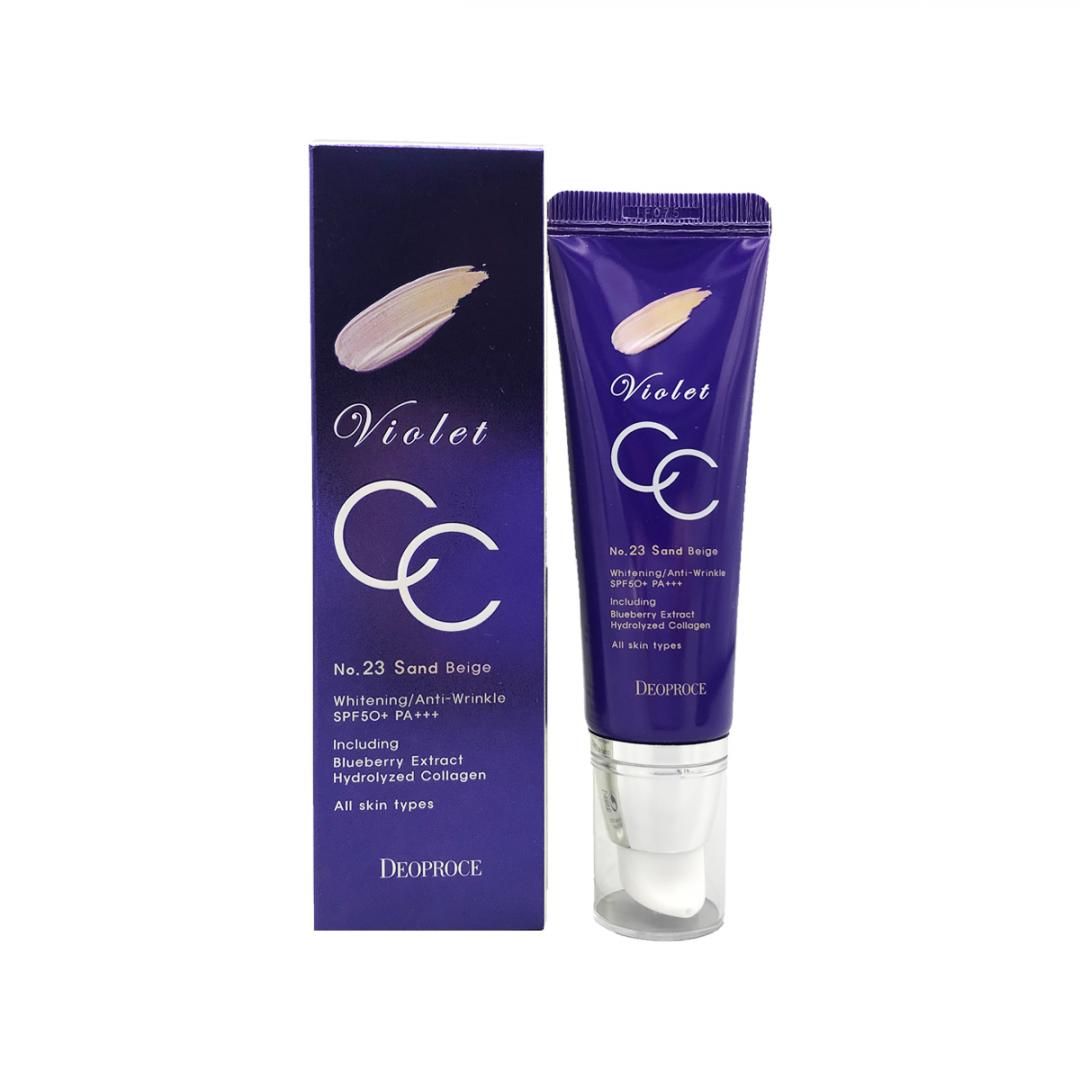 СС крем для лица с экстрактом черники и коллагеном DEOPROCE VIOLET CC CREAM #23, 50г