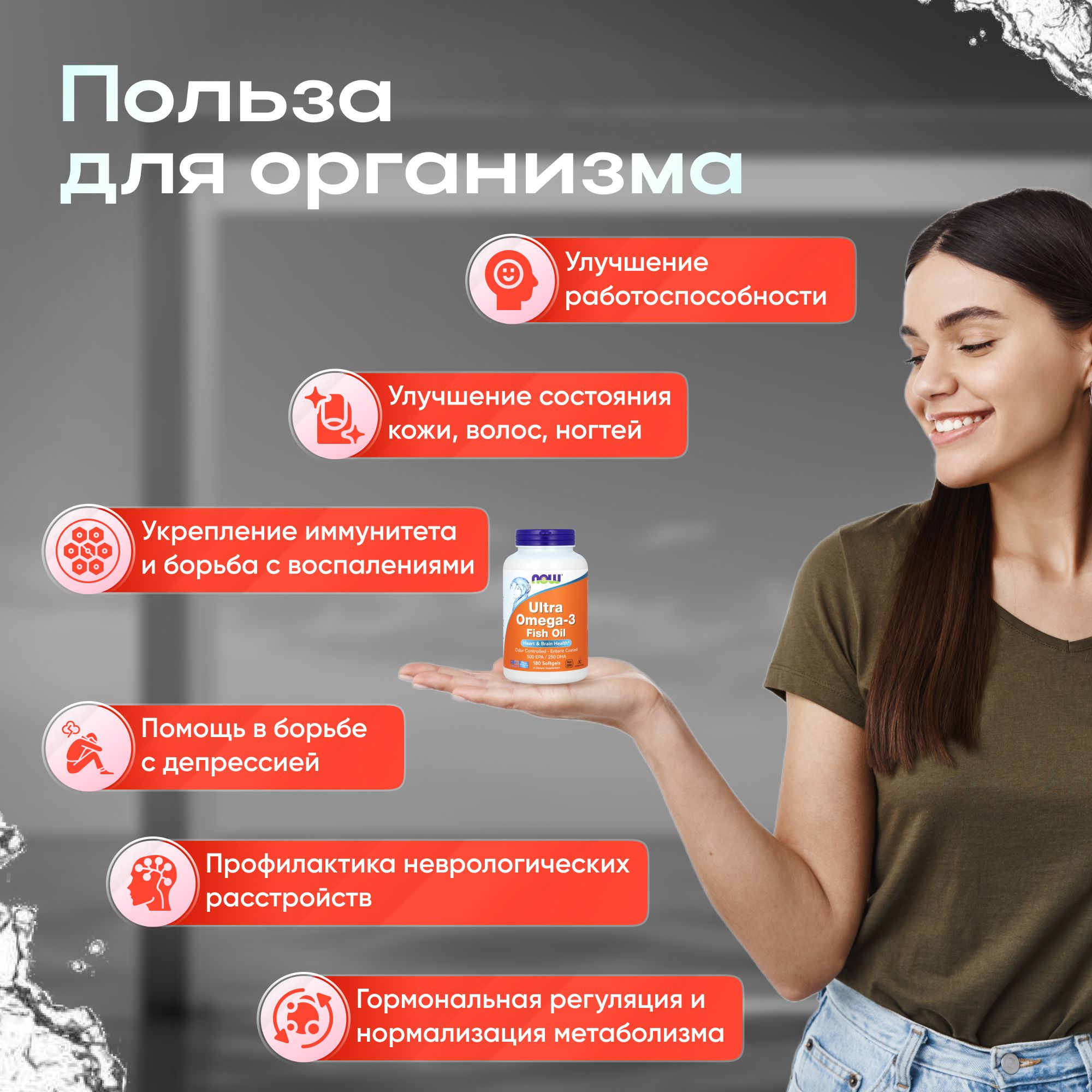 Омега 3 Ультра 1000 мг NOW Ultra omega 3 180 капсул(图4)