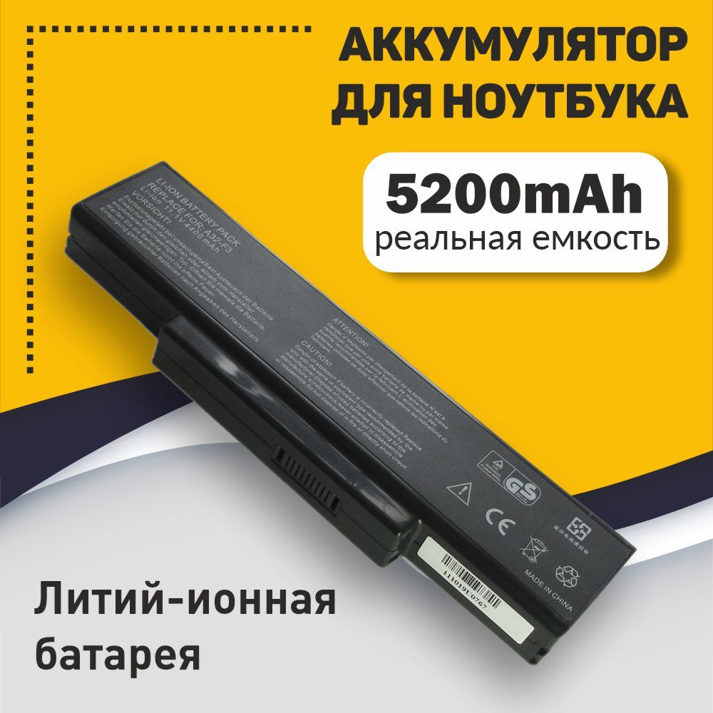 АккумуляторнаябатареяA32-F3дляноутбукаAsusA9F3Z94G50F3JF3JaM50SaM50Sr4400-5200mAhOEMчерная