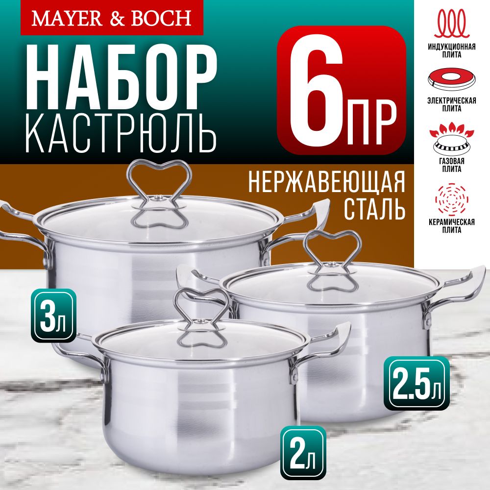 Набор кастрюль 6 предметов MAYER&BOCH